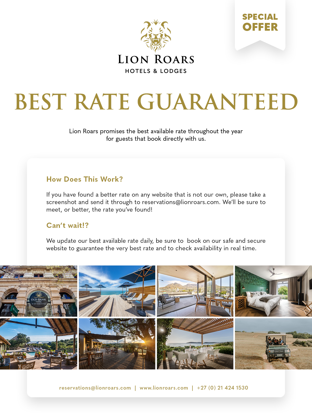 Lion Roars Best Rate Guaranteed Special
